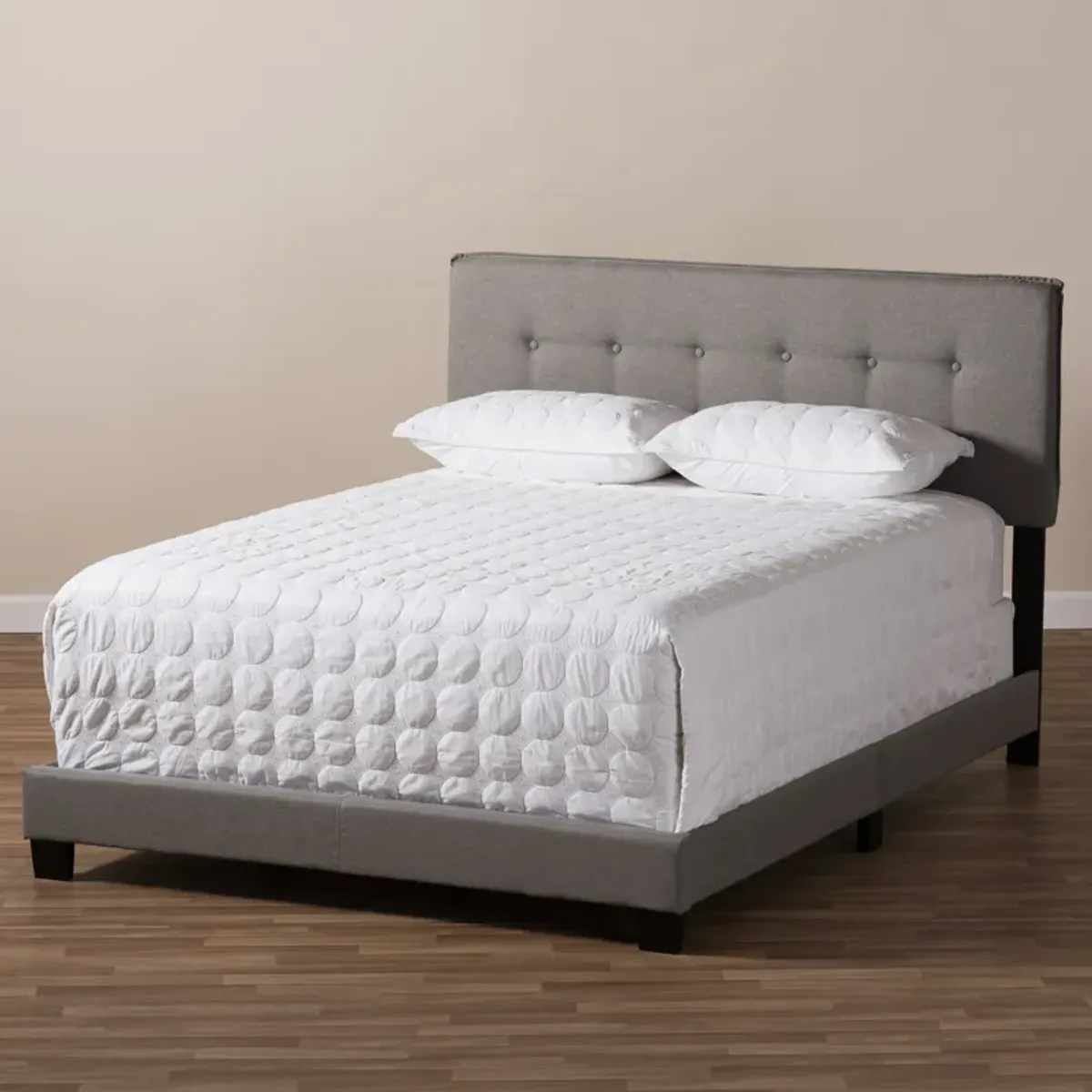 Baxton Studio Audrey Modern and Contemporary Light Grey Fabric Upholstered Queen Size Bed