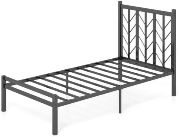 Hivvago Platform Bed with Headboard and Metal Frame