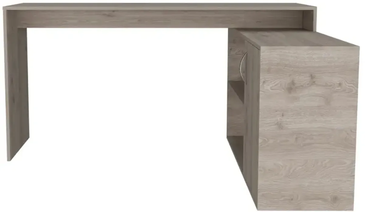 Axis Modern L-Shaped Computer Desk with Open & Closed Storage -Light Gray