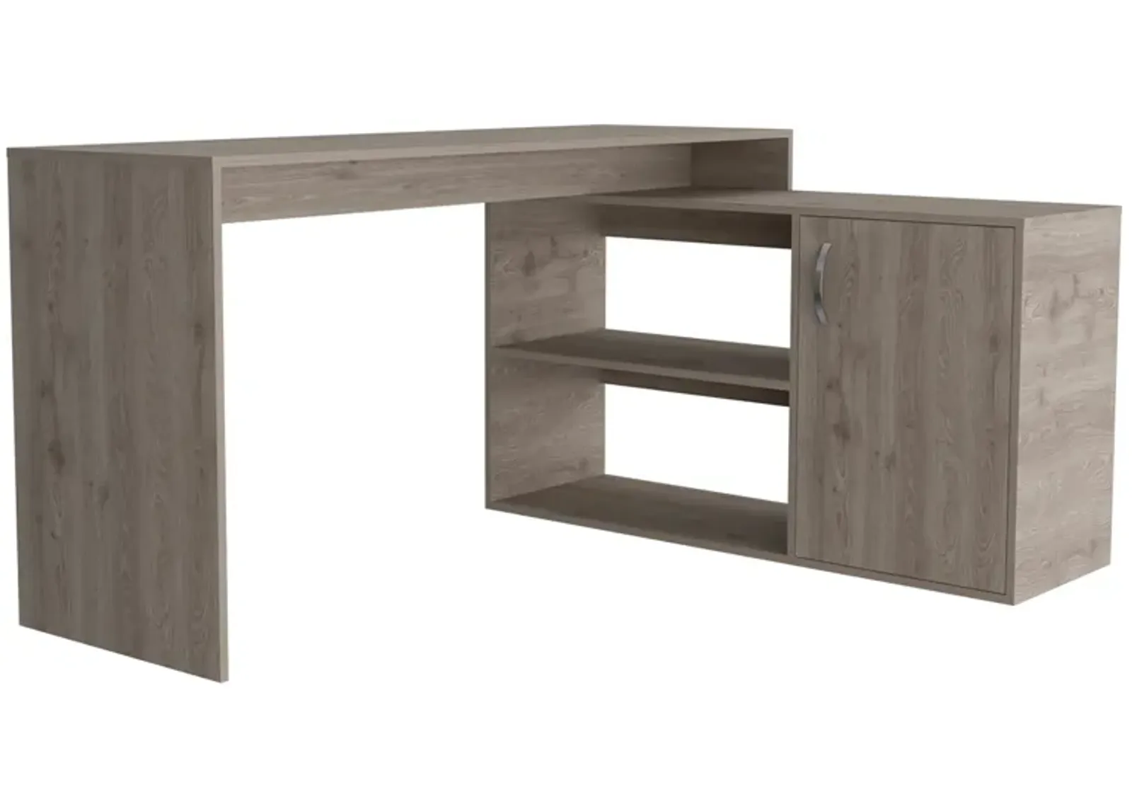 Axis Modern L-Shaped Computer Desk with Open & Closed Storage -Light Gray