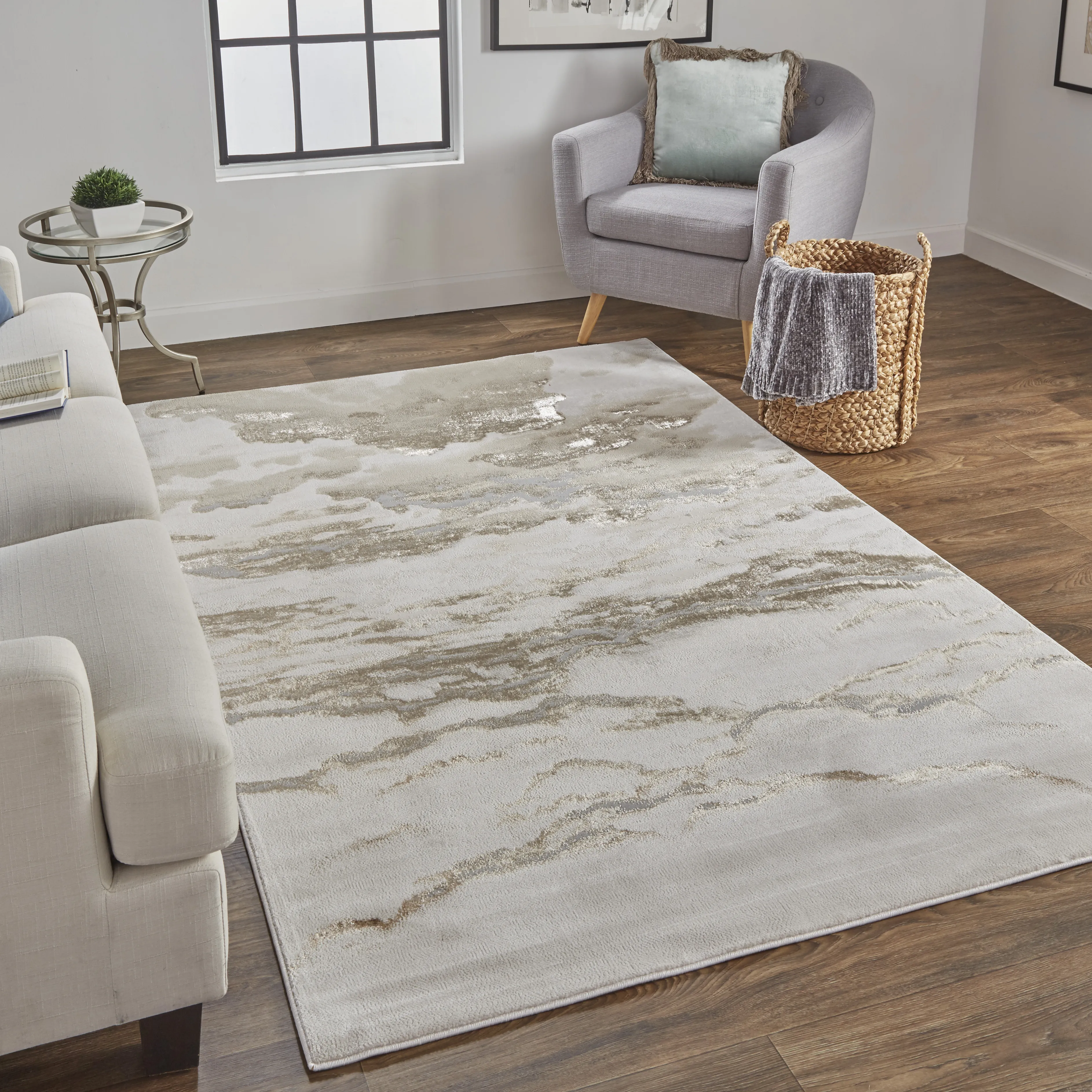 Aura 3727F Ivory/Tan/Gray 6'7" x 9'6" Rug