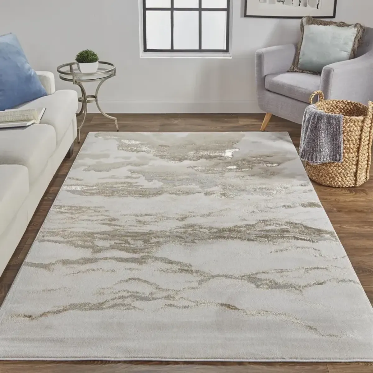 Aura 3727F Ivory/Tan/Gray 6'7" x 9'6" Rug