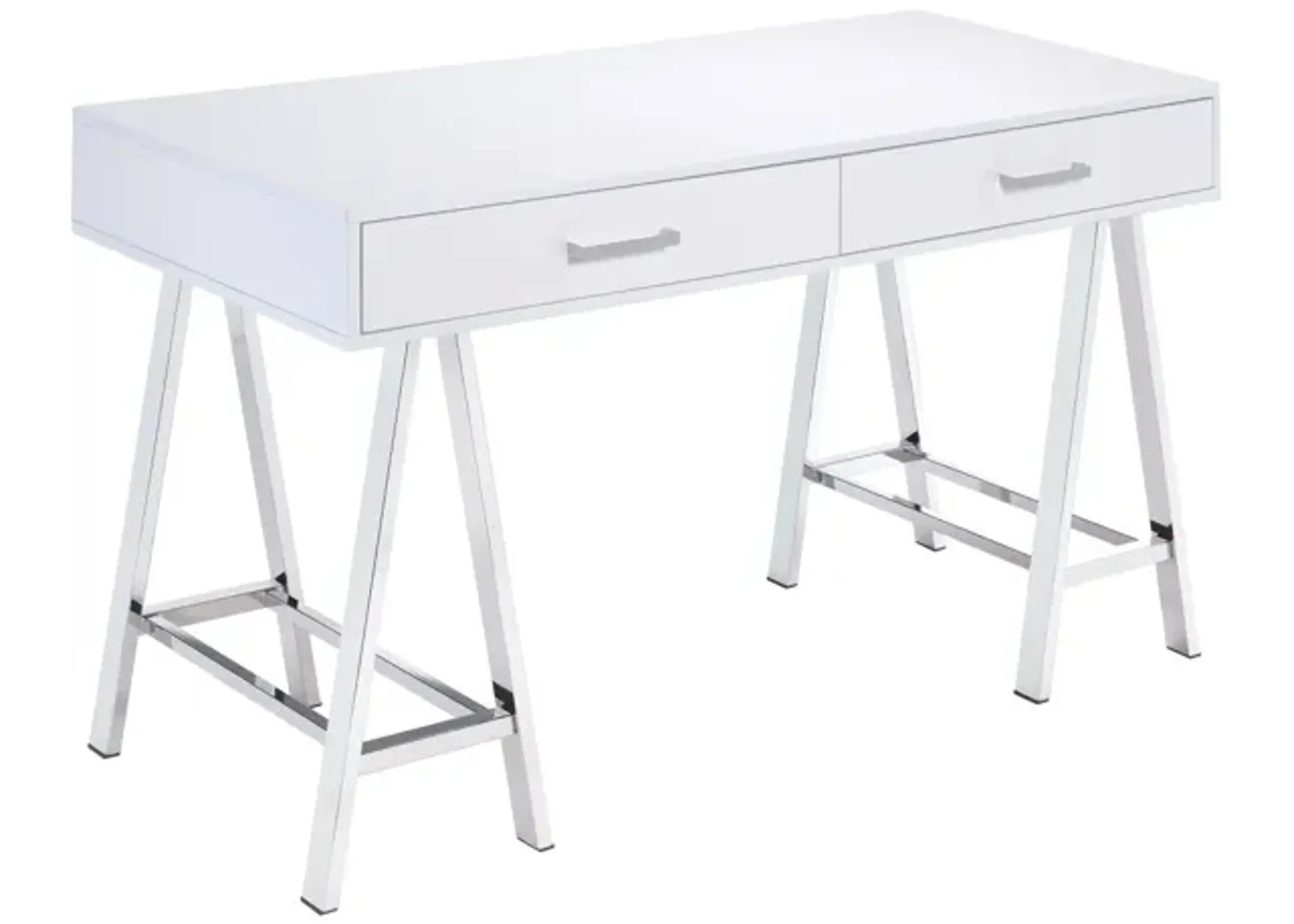 Coleen Desk in White High Gloss & Chrome 92229