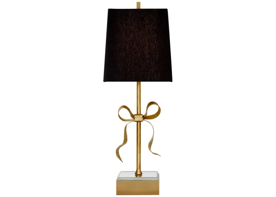 Ellery Gros-Grain Bow Table Lamp in Soft Brass