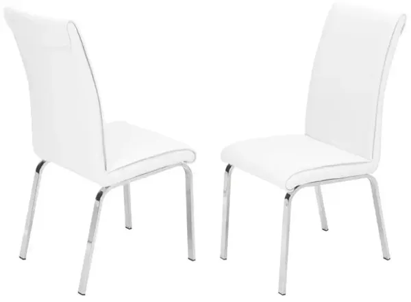 Best Quality Furniture Faux Leather Dining Side Chairs, Chrome Legs (Set Of 2) - White