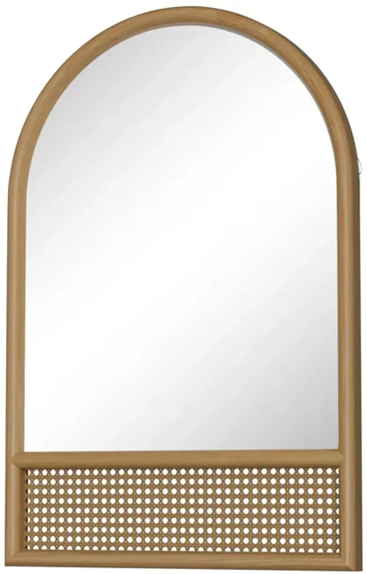 71*37in Rattan Bottom Arched Wood Framed Natural Color Full-length Mirror