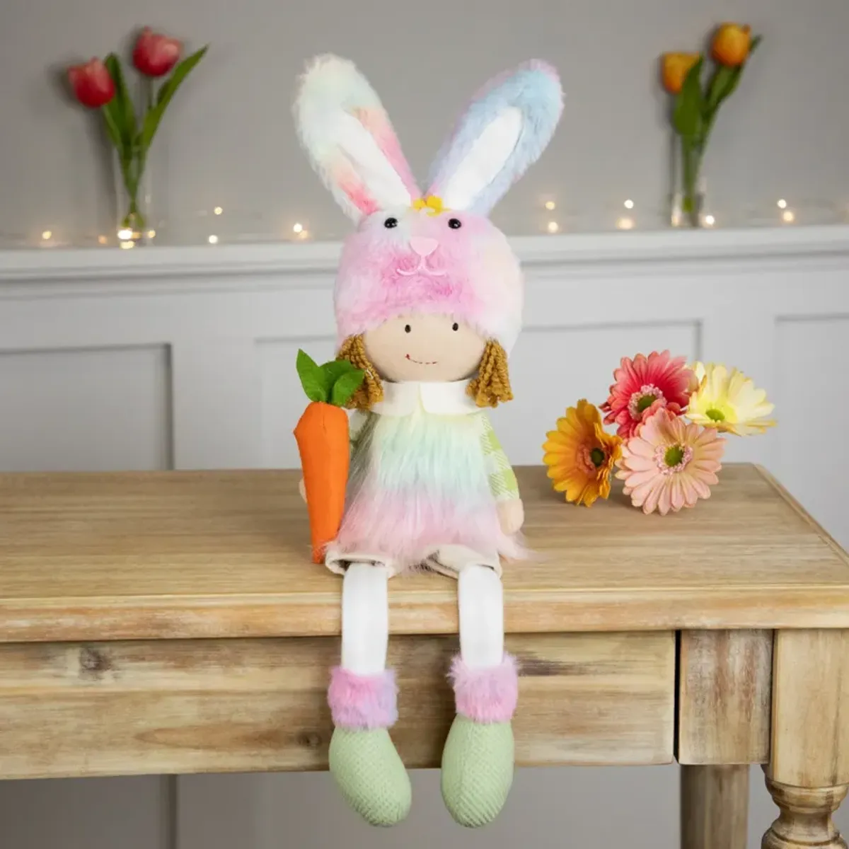 Girl Easter Figurine with Dangling Legs - 23" - Multi-Color