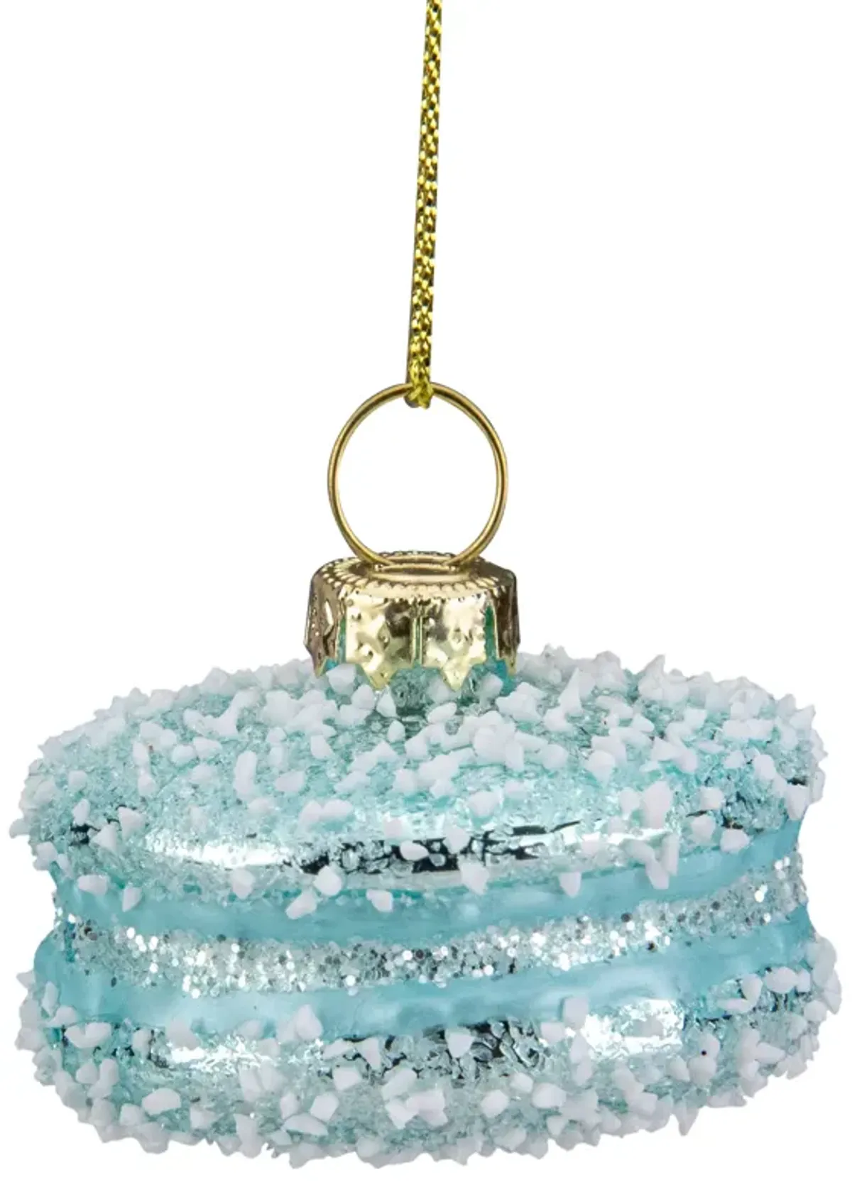 2" Blue Macaroon with Sugar Glass Christmas Ornament