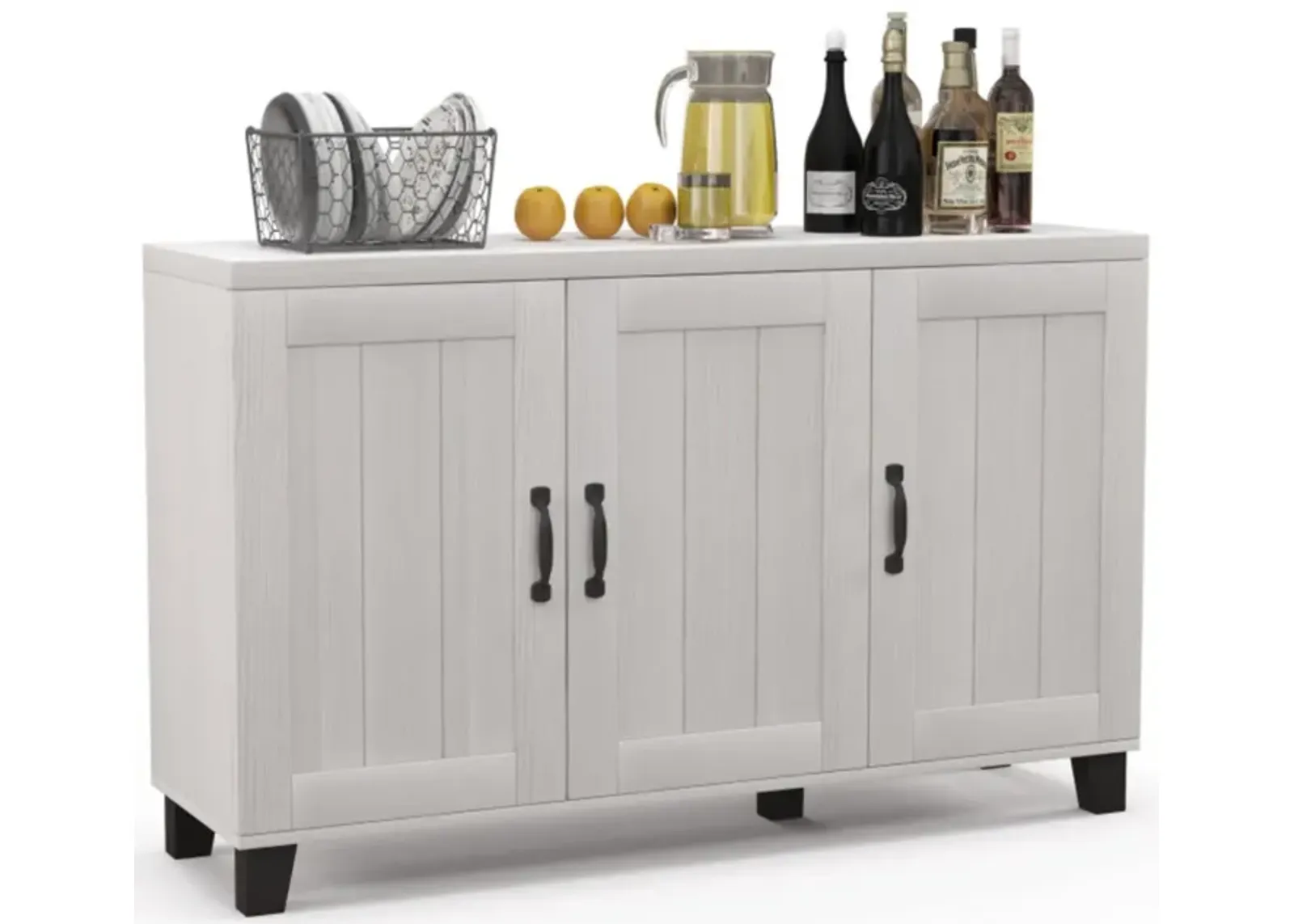 Hivvago 3-Door Buffet Sideboard with Adjustable Shelves and Anti-Tipping Kits