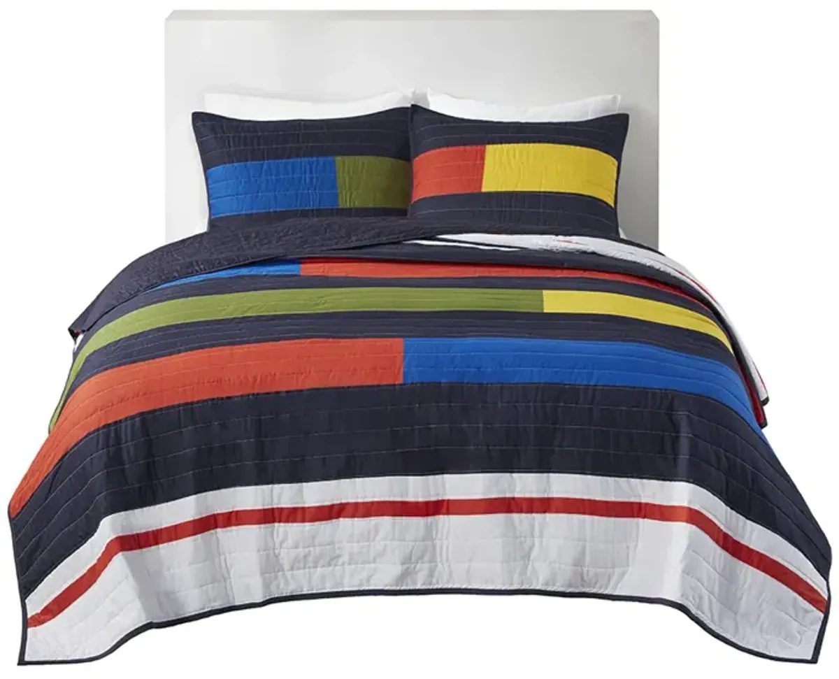 Gracie Mills Kaelith Stripe Printed Quilt Set