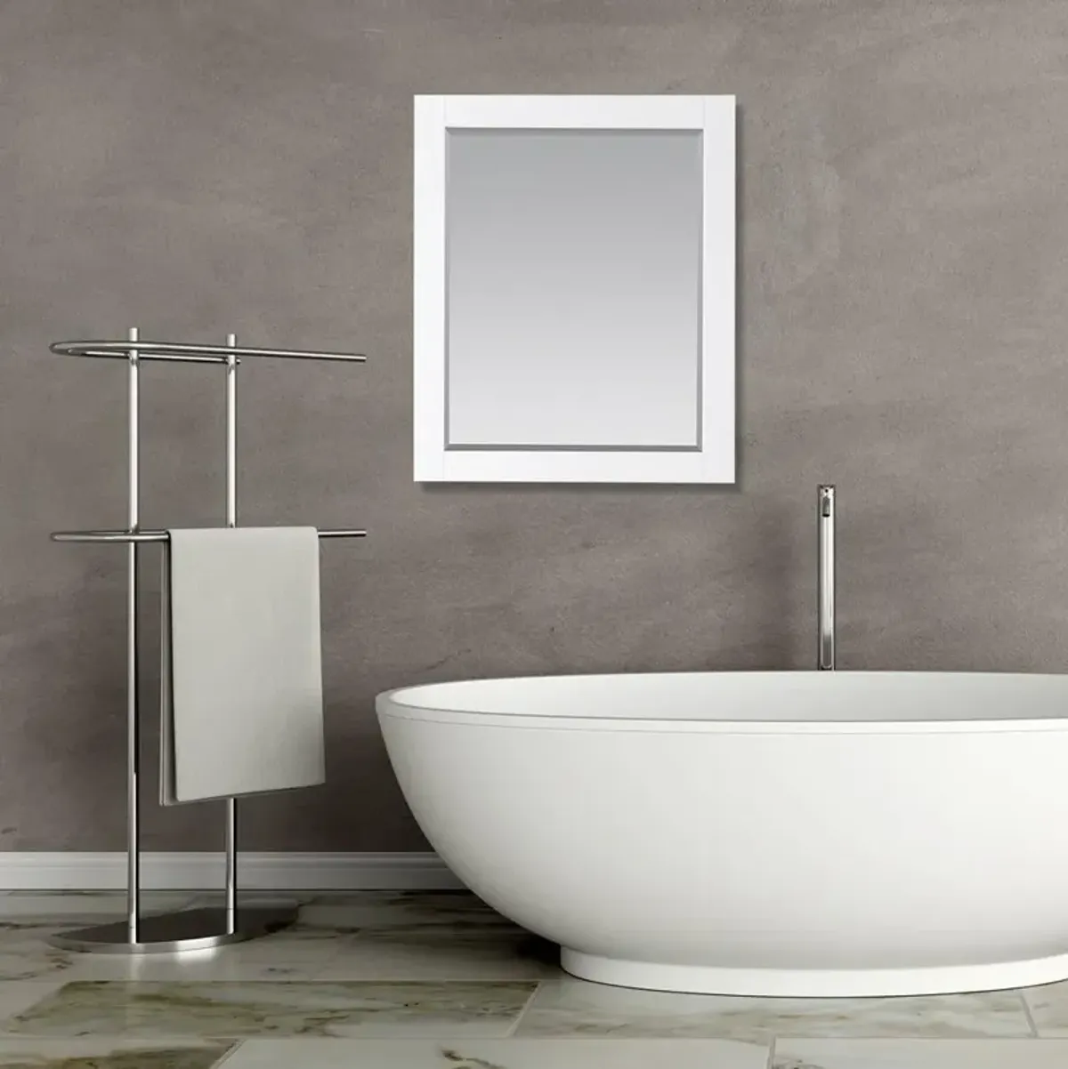 Altair 28 Rectangular Bathroom Wood Framed Wall Mirror in White