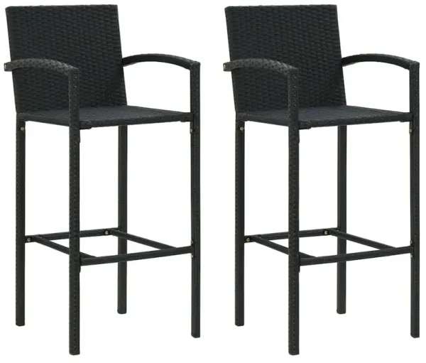 Bar Stools 2 pcs Black Poly Rattan