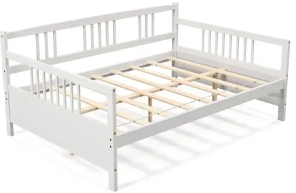 Hivvago Classic Wooden Full Size Daybed Frame with Guardrails