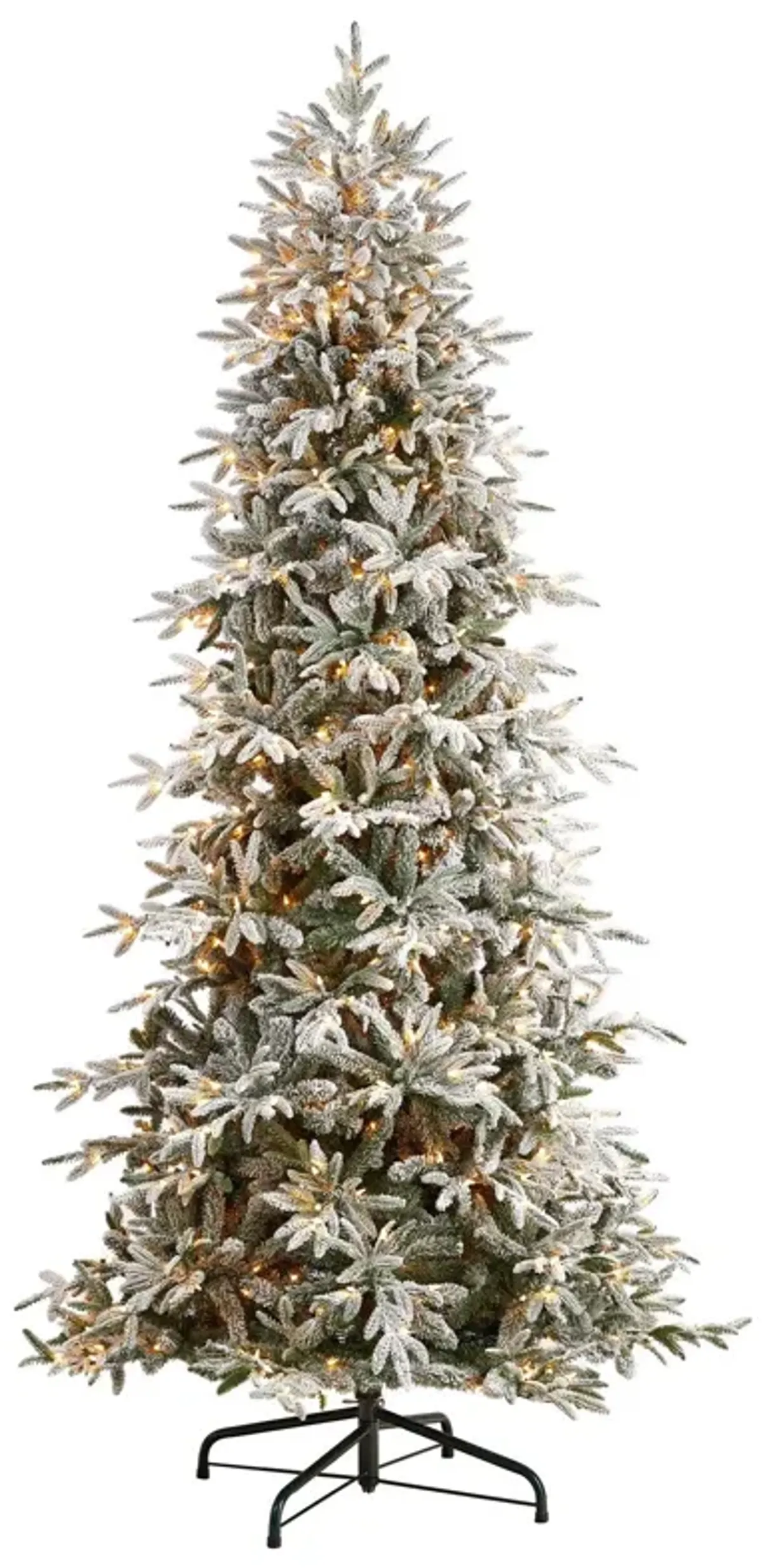 Nearly Natural Flocked Manchester Spruce Artificial Christmas Tree with Lights and Bendable Branches