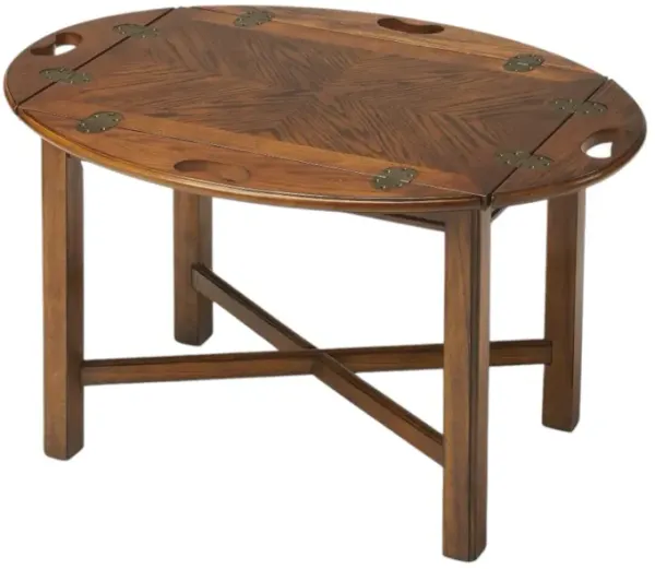 Hivvago 30 Inch  Brown Wood Oval Coffee Table