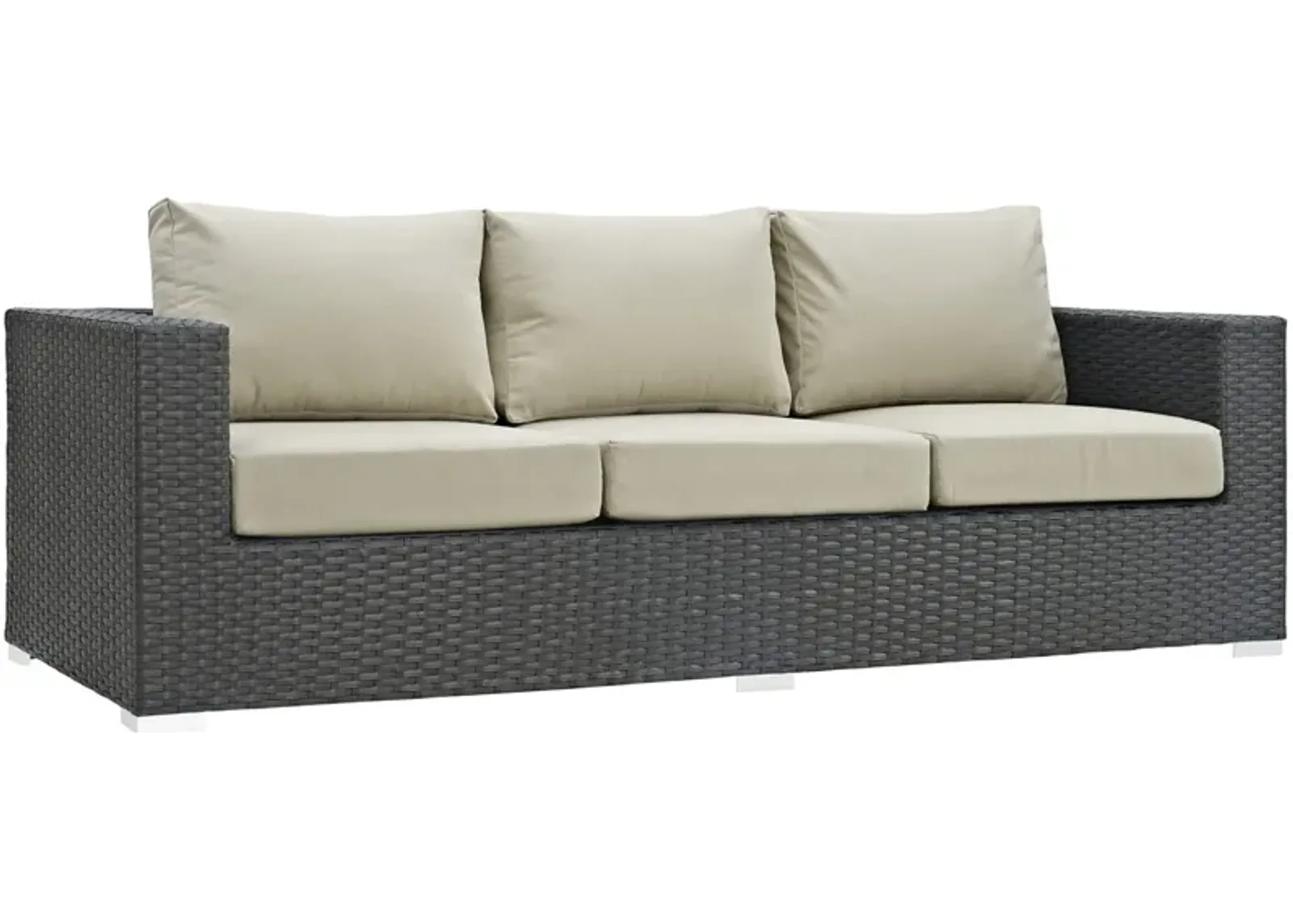 Sojourn Outdoor Patio Sofa - Sturdy & Versatile Seating | Sunbrella Fabric Cushions | Synthetic Rattan Weave | UV Protection | Powder-Coated Aluminum Frame