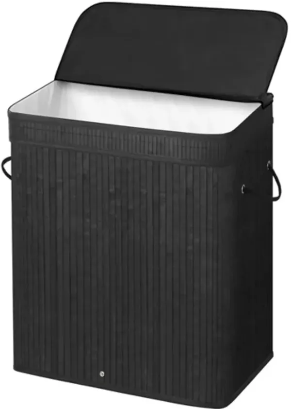 26-Gallon Wicker Wood Laundry Hamper with Removable Cotton Liner Bag