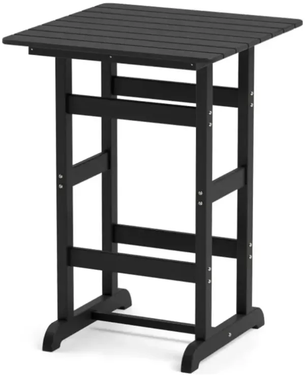 Hivvago Square Bar Table Dining Table with Slatted Tabletop for Poolside