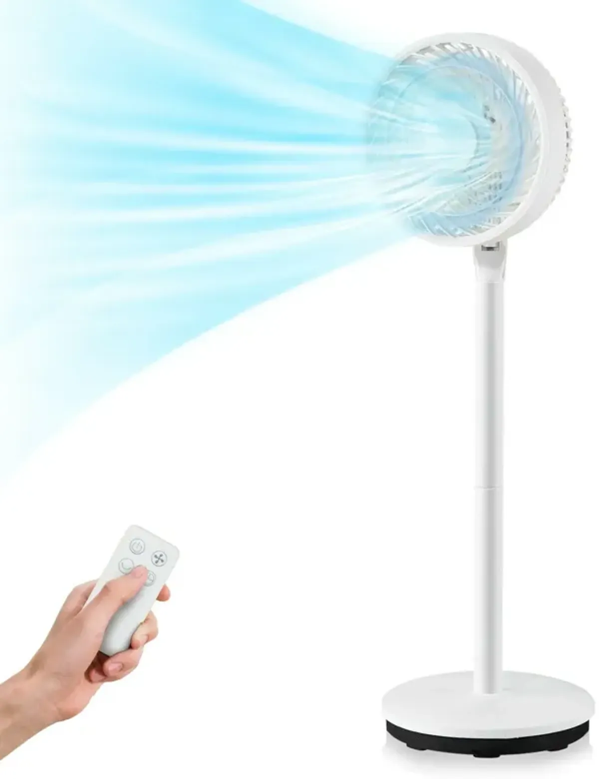 Portable Oscillating Pedestal Floor Fan with Adjustable Heights and Speeds