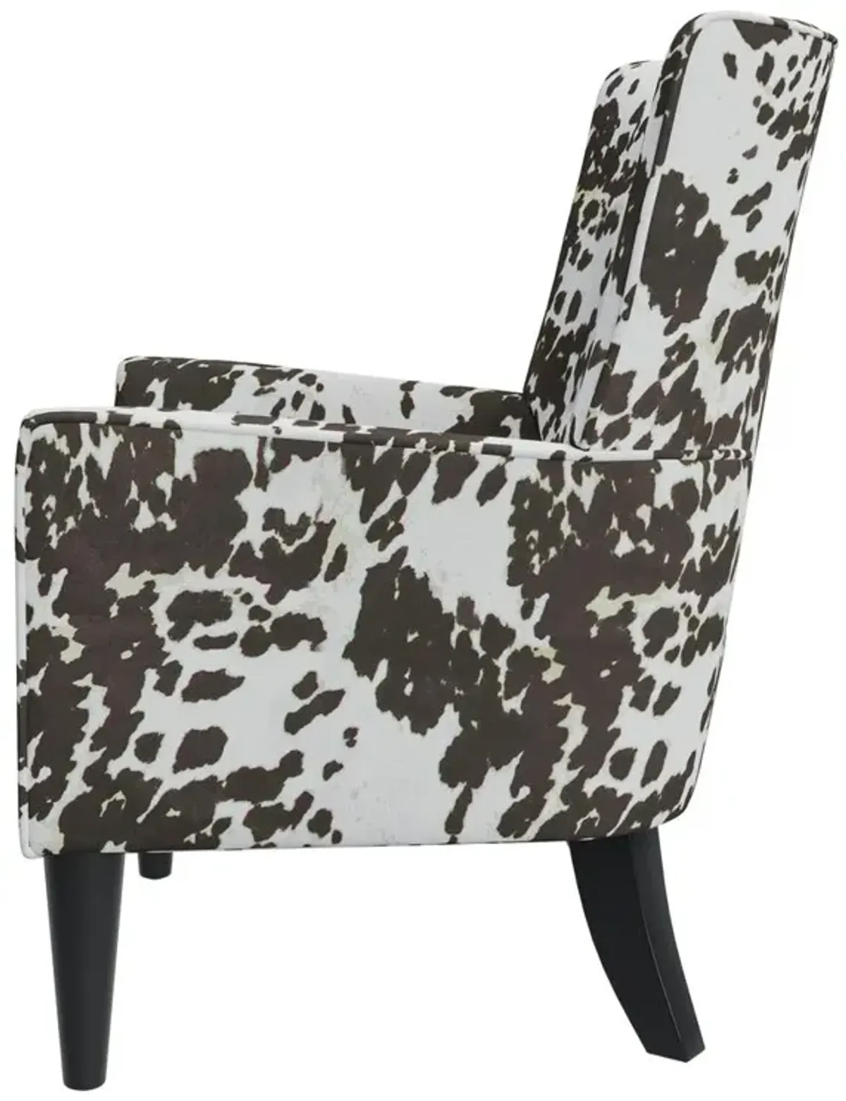 HL Home Furnishings Shelter High Back Wingback Chair in Velvet Brown Cow Print