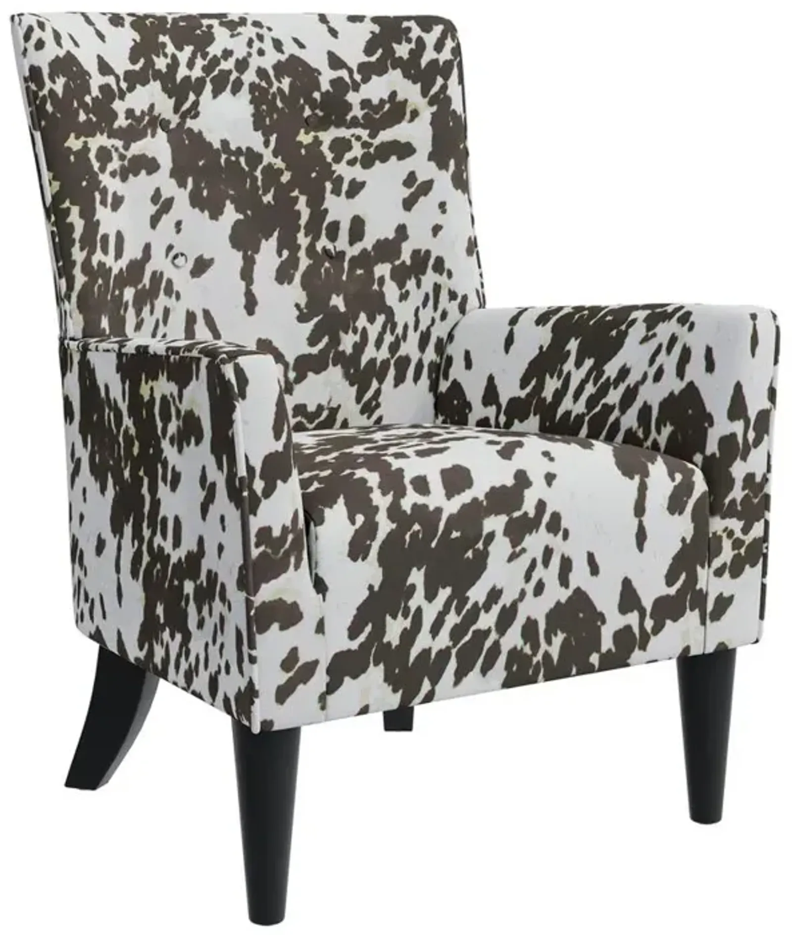 HL Home Furnishings Shelter High Back Wingback Chair in Velvet Brown Cow Print