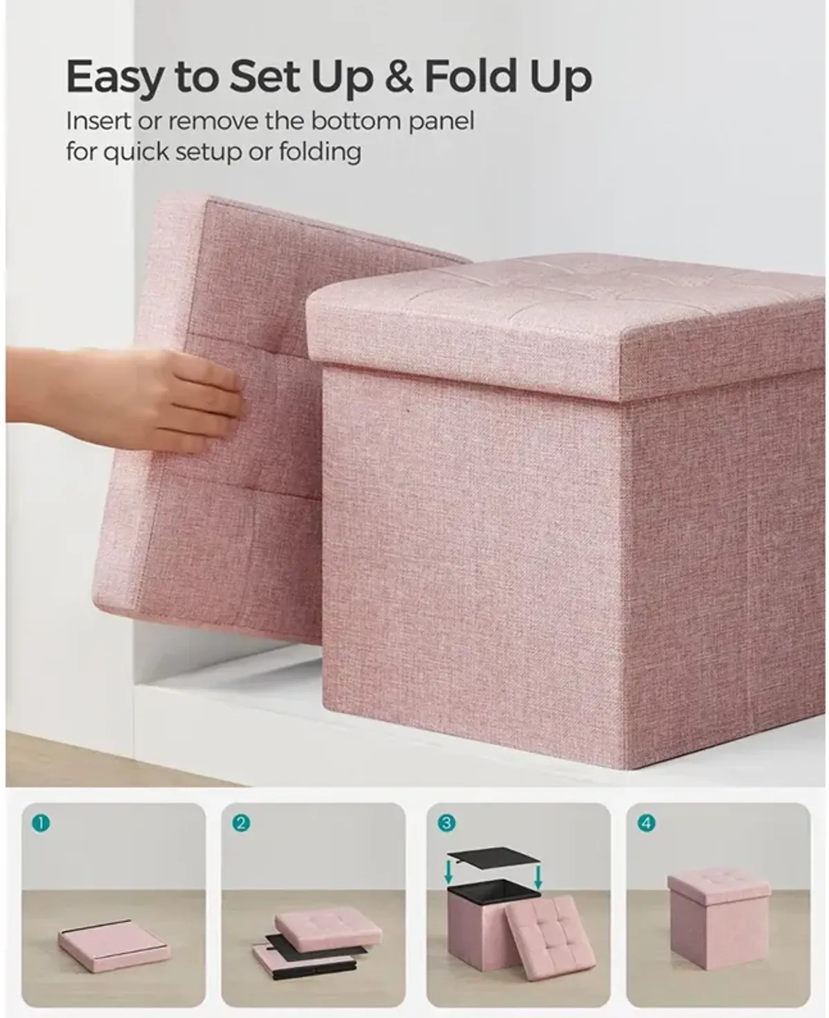 Folding Storage Ottoman Cube for Versatile Space-Saving Solutions