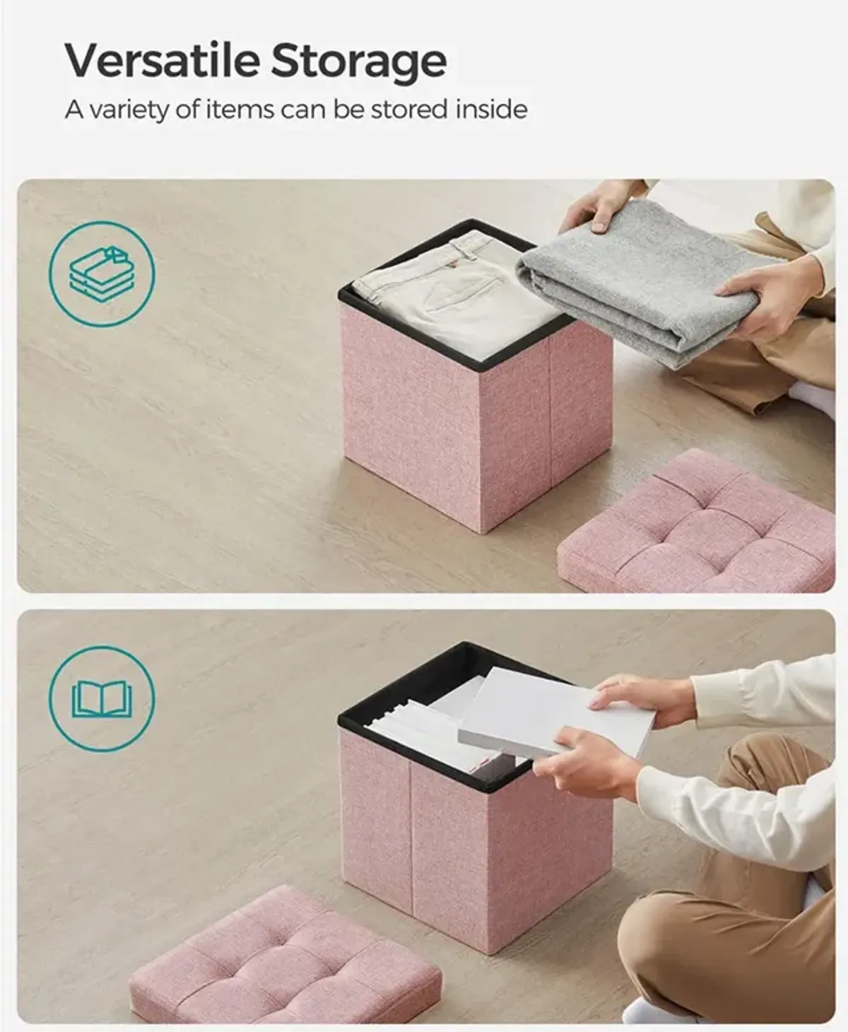 Folding Storage Ottoman Cube for Versatile Space-Saving Solutions