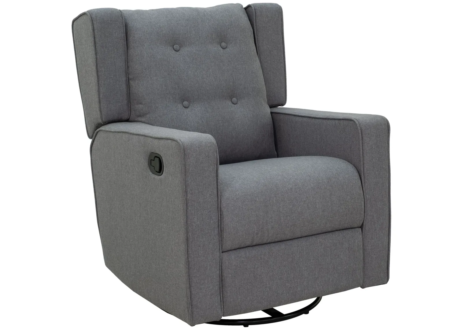 Grey Relaxation Station: Linen Fabric Swivel Gliding Recliner