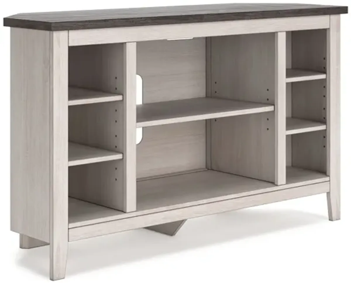 Elia Corner TV Media Console, Slot For Fireplace Insert, 48 Inch White - Benzara