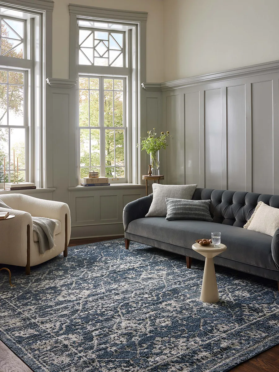 Gigi Navy/Stone 4'0" x 6'0" Accent Rug by Magnolia Home by Joanna Gaines x Loloi