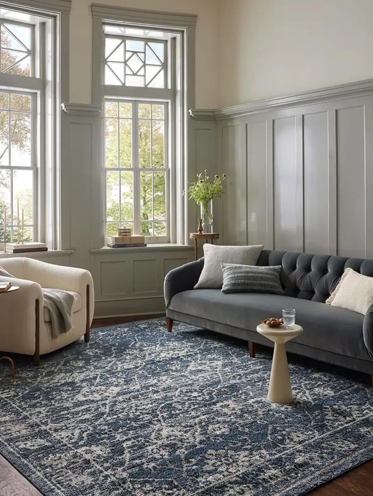 Gigi Navy/Stone 4'0" x 6'0" Accent Rug by Magnolia Home by Joanna Gaines x Loloi