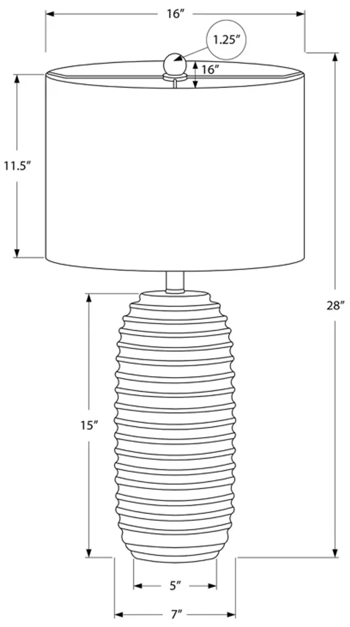 Monarch Specialties I 9742 - Lighting, 28"H, Table Lamp, Cream Resin, Ivory / Cream Shade, Transitional