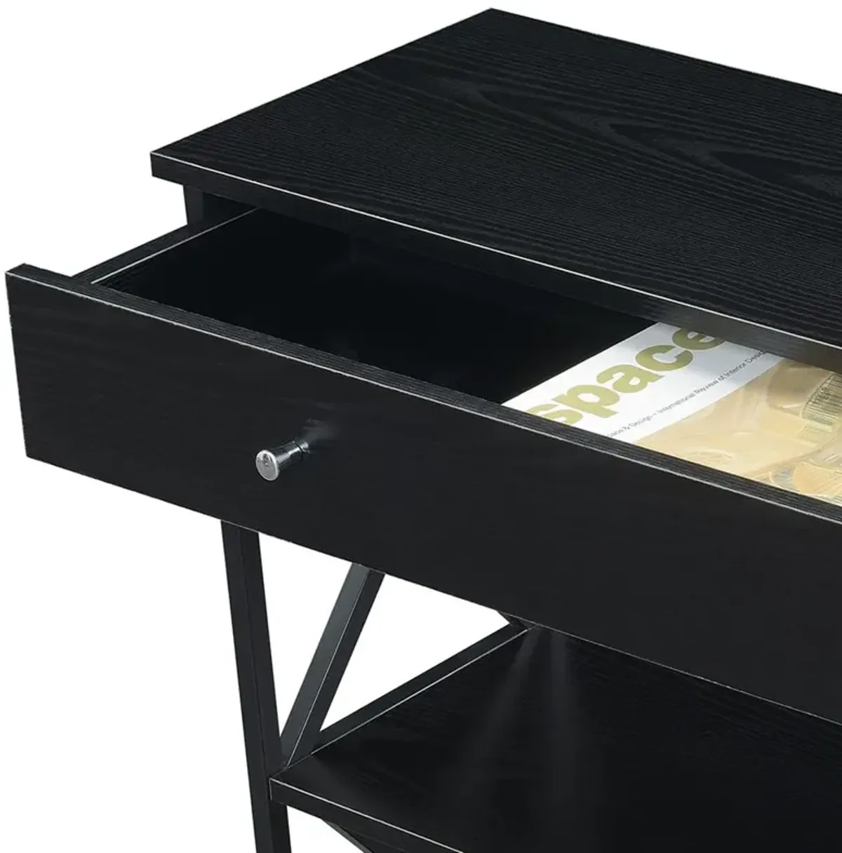 Convenience Concepts Tucson 1 Drawer Console Table, Black/Black