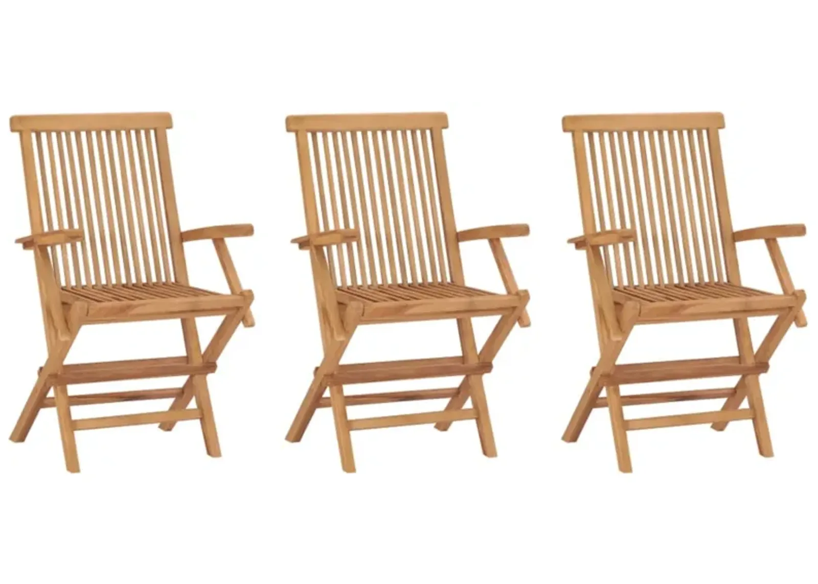 vidaXL Folding Patio Chairs 3 pcs Solid Teak Wood