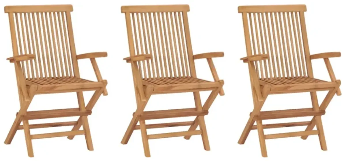 vidaXL Folding Patio Chairs 3 pcs Solid Teak Wood