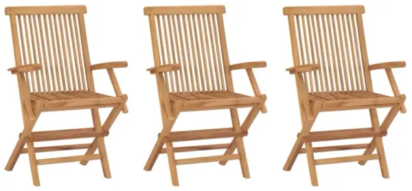 vidaXL Folding Patio Chairs 3 pcs Solid Teak Wood