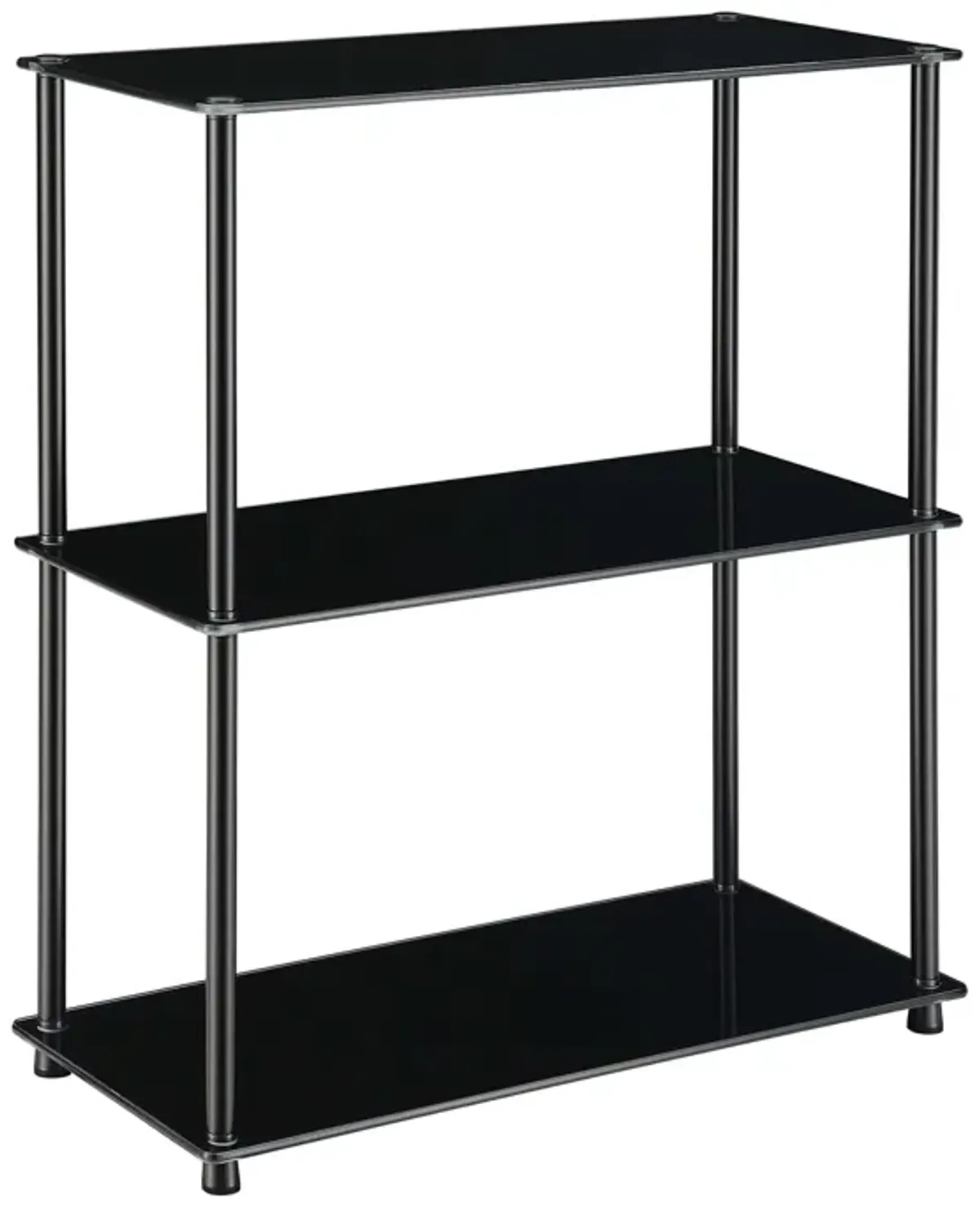 Convenience Concepts Designs2Go Classic Glass 3 Shelf Bookshelf, Black Glass