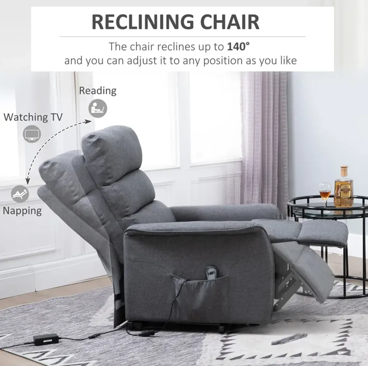 Gray Assisted Relaxation: Electric Lift Recliner Chair for Elderly