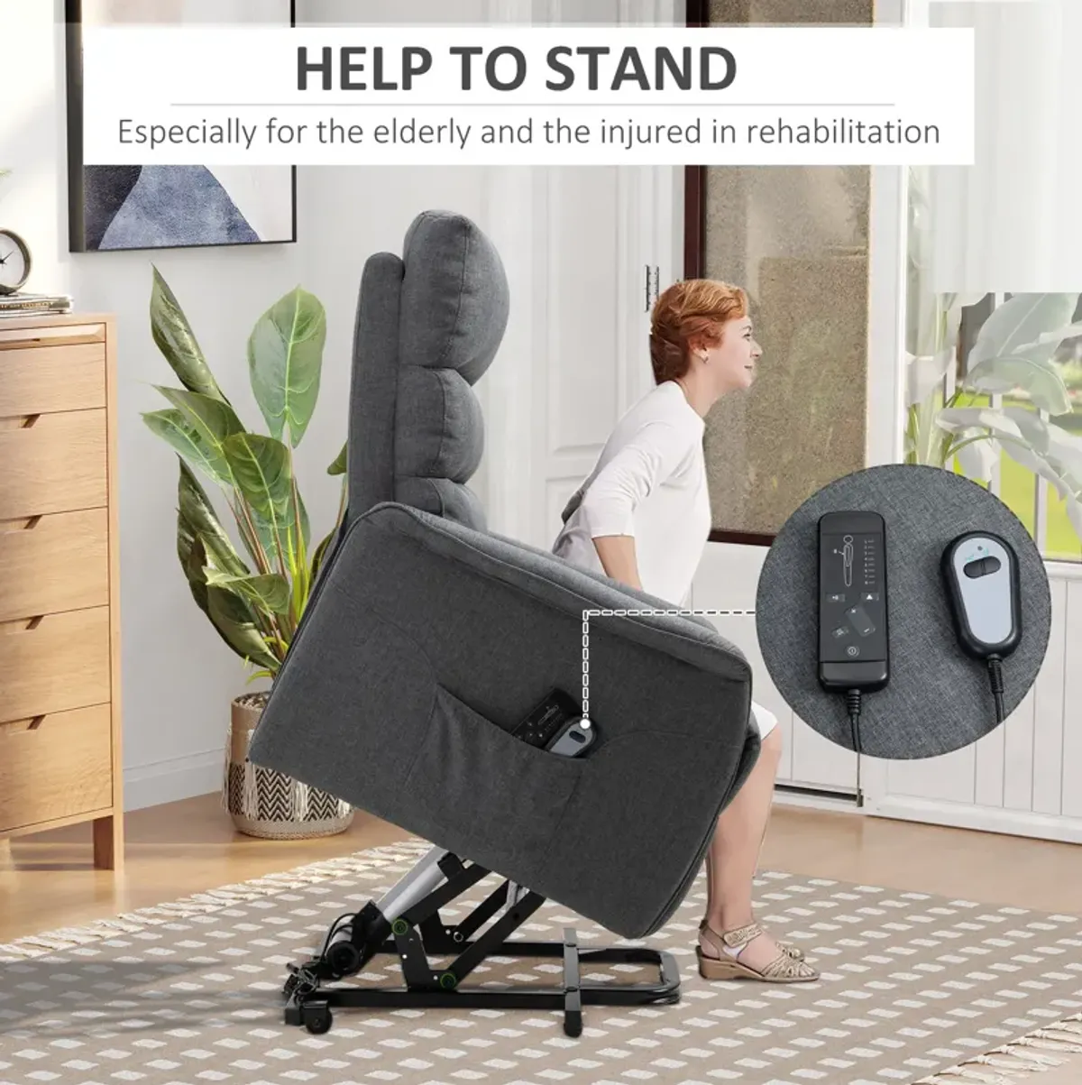 Gray Assisted Relaxation: Electric Lift Recliner Chair for Elderly