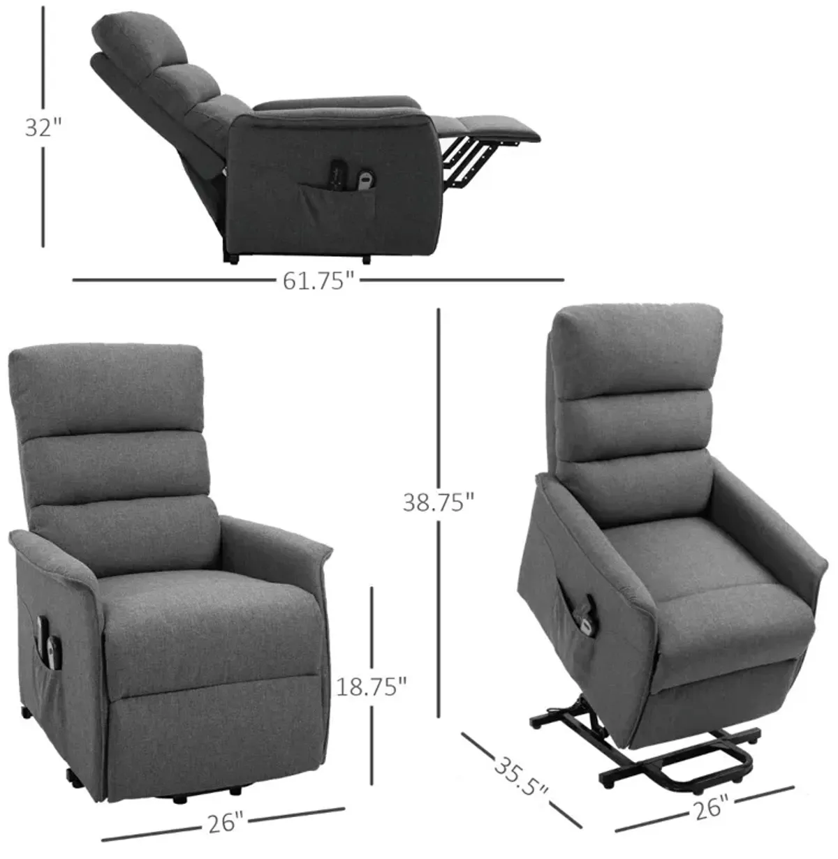 Gray Assisted Relaxation: Electric Lift Recliner Chair for Elderly