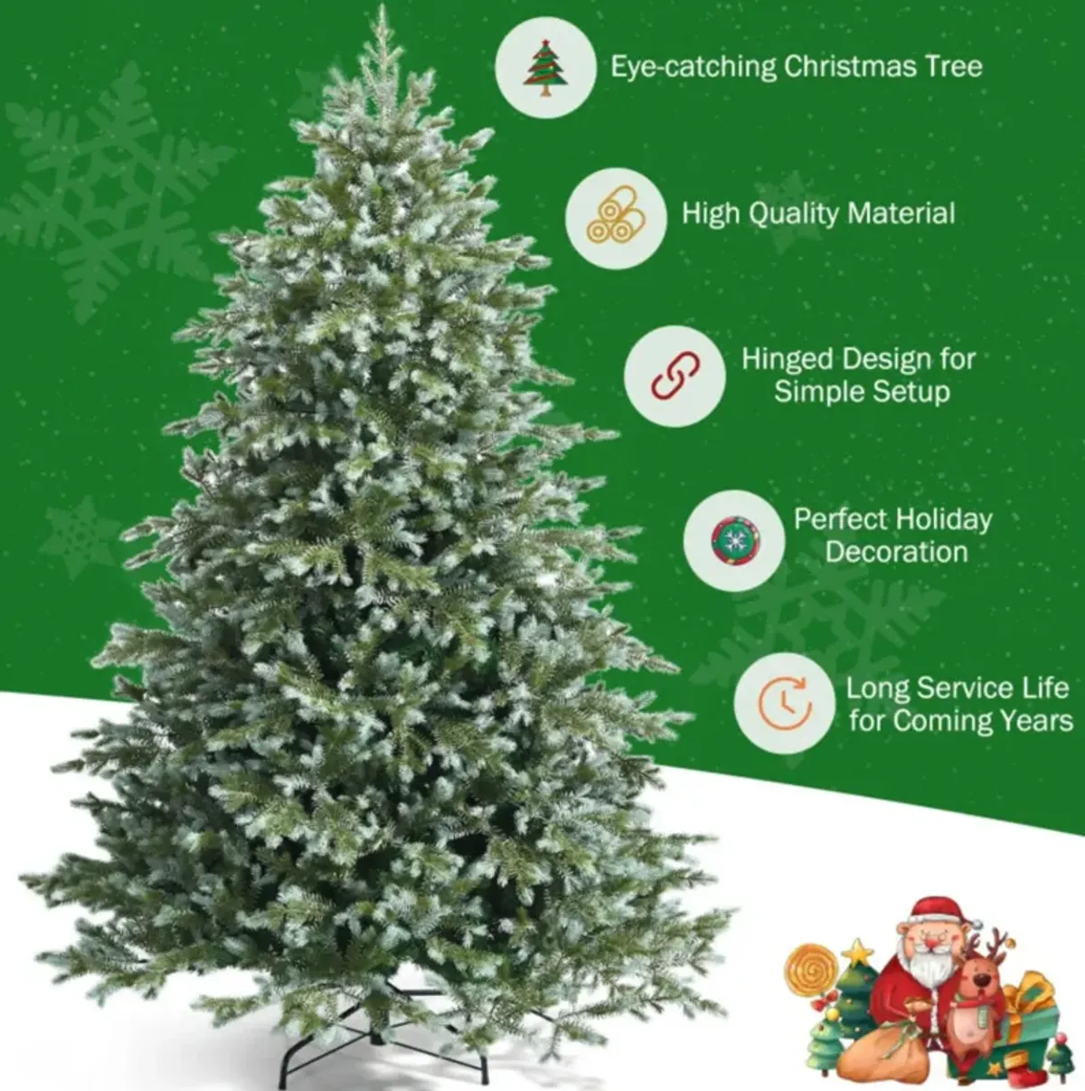 7 Feet Artificial Christmas Tree with 1260 Mixed PE and PVC Tips