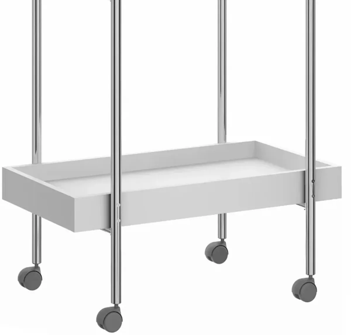 Storage Cart With 2 Tier Design And Metal Frame, White And Chrome