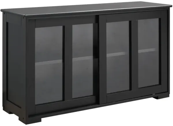 Black Modern Storage: Stackable Sideboard with Sliding Glass Door