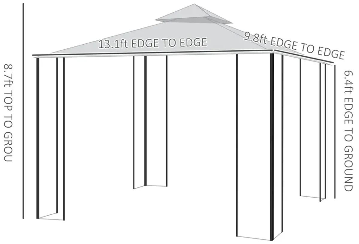 Sage Gray Garden Pavilion: 10'x13' Soft Top Gazebo with Curtains