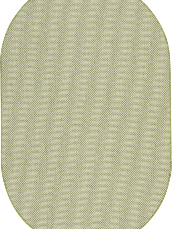 Courtyard COU01 Ivory/Green 5' x 8' Oval Rug