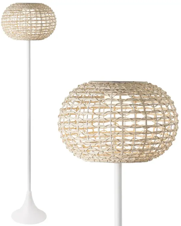 Jaemin 58" Modern Coastal Faux Rattan Integrated Indoor/Outdoor LED Solar Powered Floor Lamp