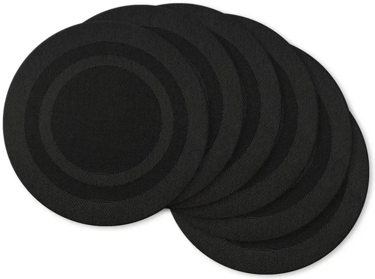 Set of 6 Black Round Doubleframe Placemats 14"