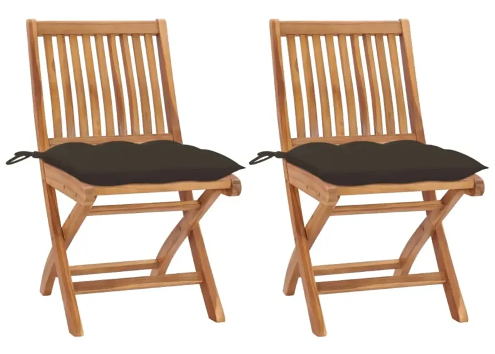 vidaXL Garden Chairs 2 pcs with Taupe Cushions Solid Teak Wood