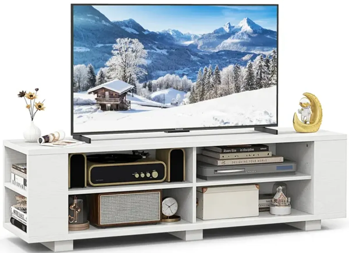 59 Inch Console Storage Entertainment Media Wood TV Stand