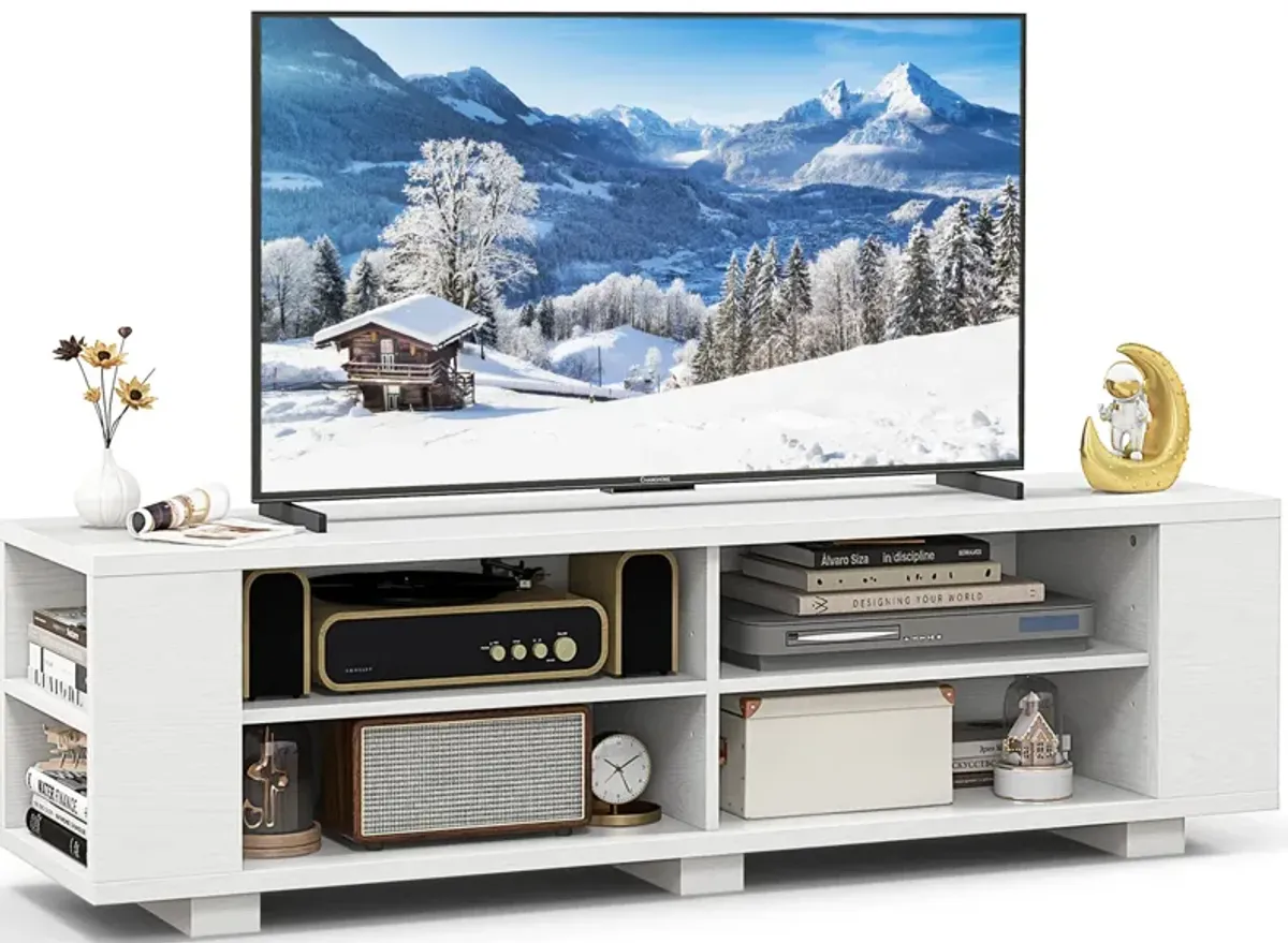 59 Inch Console Storage Entertainment Media Wood TV Stand